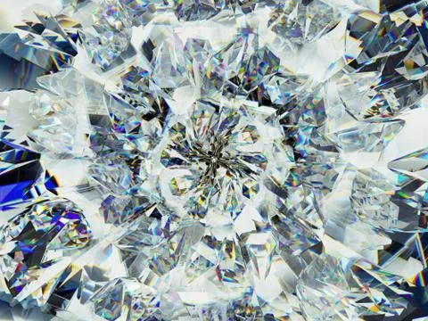 Gemstone or diamond texture closeup and kaleidoscope Stock Photos