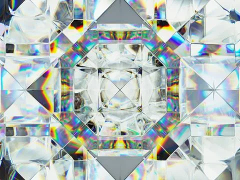 Gemstone or diamond texture closeup and kaleidoscope 스톡 사진