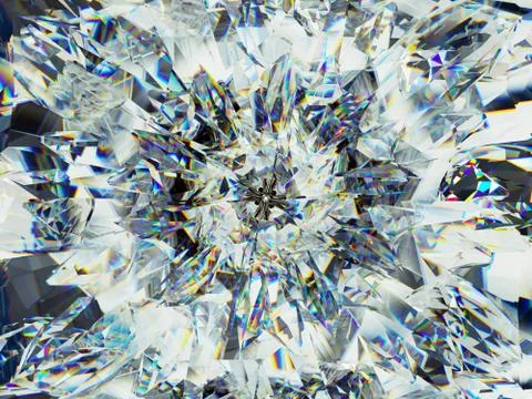 Gemstone or diamond texture closeup and kaleidoscope Stockfoto's