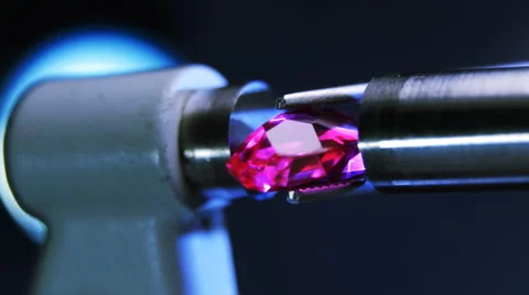 Gemstone red ruby in the measuring tool Stock Footage 45305303