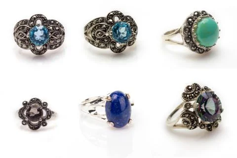 Gemstone ring collection Stock-Fotos