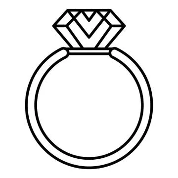 Gemstone ring icon, outline style Illustrazione stock