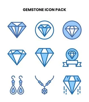 Gemstone Two Colour Design Icons Pack Stock Illustration