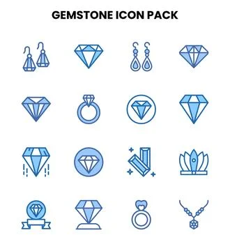 Gemstone Two Colour Design Icons Pack Stock Illustration