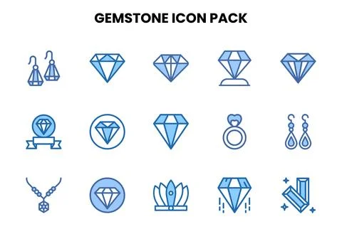 Gemstone Two Colour Graphics Icons Pack Stock Illustration