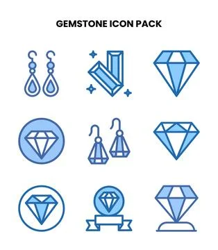 Gemstone Two Colour Graphics Icons Pack Stock Illustration