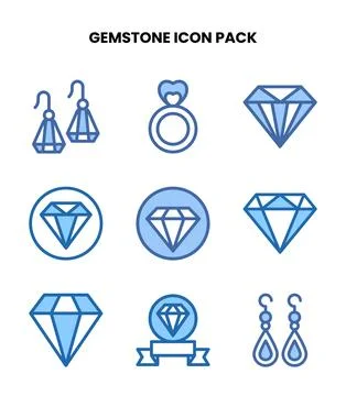 Gemstone Two Colour Vector Icons Pack Stock Illustration