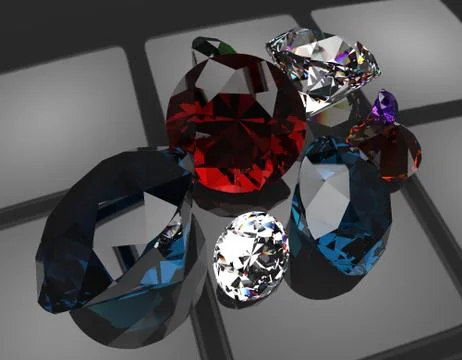 Gemstones 3d render Stock Illustration