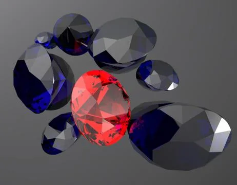 Gemstones 3d render Stock Illustration