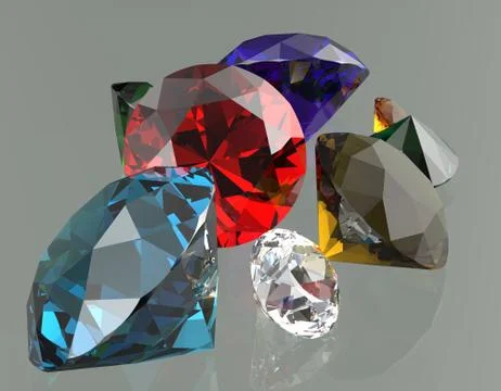 Gemstones 3d render Stock Illustration