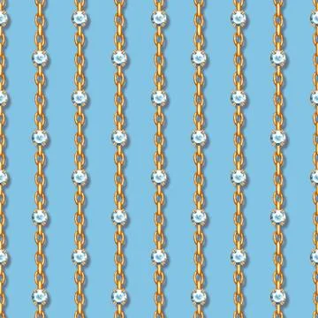 Gemstones and chains seamless patterns Stock Illustration