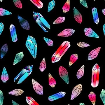 Gemstones crystals seamless pattern Stock Illustration