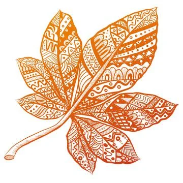 Gemustertes Kastanienblatt *** patterned Chestnut leaf 1047100075  Stock Photos