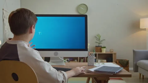 Gen Alpha Boy Facing Parental Control Lock after Screen Time Limit while Gaming Stock Footage 332774606