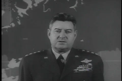 Gen. Curtis E. LeMay speaks about 10th anniversary of U.S. air force - 1956 Stock Footage 99085620