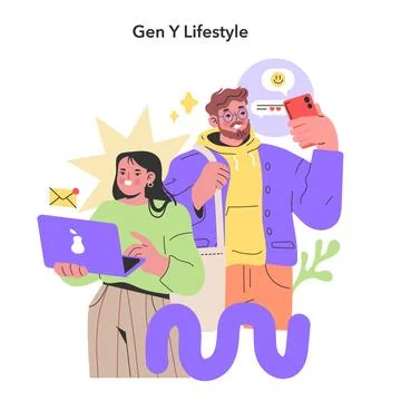 Gen Y Lifestyle concept. Vector illustration. Illustrazione stock