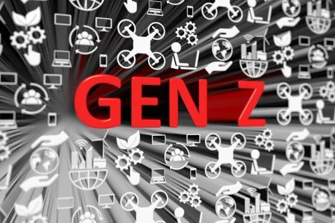 GEN Z concept blurred background 3d render illustration Stock Illustration