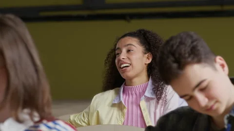 Gen Z Girl Asking Question during Lecture with Peers Stock Footage 311921804