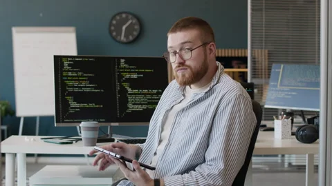 Gen Z Programmer Using Digital Tablet Stock-Footage 283207519