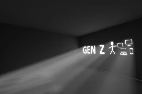 GEN Z rays volume light concept 3d illustration Stock Illustration