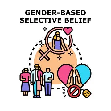 Gender based selective belief influencing social relationships and discrimi.. Stock Illustration