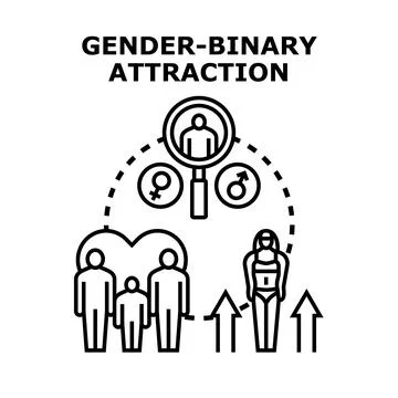 Gender binary attraction choosing a partner concept Illustrazione stock