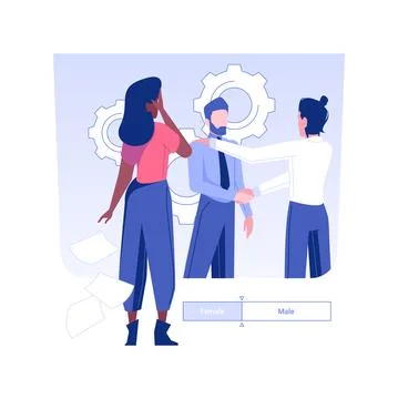 Gender discrimination at a workplace isolated concept vector illustration. Ilustración de archivo