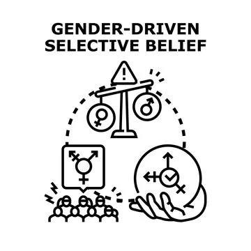 Gender driven selective belief and identity choice Stock Illustration