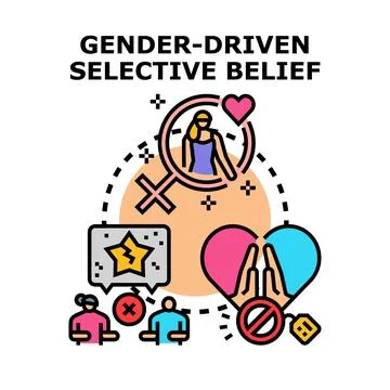 Gender driven selective belief concept flat illustration Stock Illustration