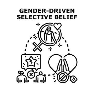 Gender driven selective belief concept flat illustration Stock Illustration