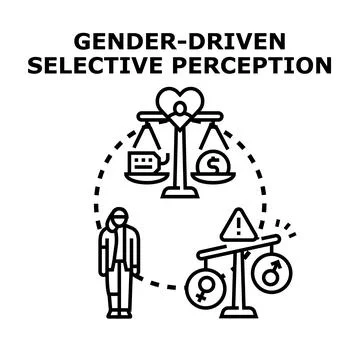 Gender driven selective perception vector concept illustration Stock Illustration