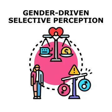 Gender driven selective perception vector concept illustration Stock Illustration