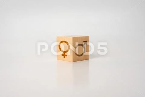 Gender equality and difference. conceptual image, a wooden cube of the ...