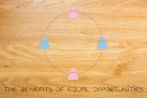 Gender equality and equal opportunities, team of men and women Illustrazione stock