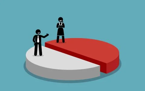 Gender equality and fairness. Vector artwork concept depicts equal salary, pa Illustrazione stock