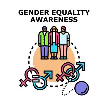 Gender equality awareness concept with diverse people group Stock Illustration