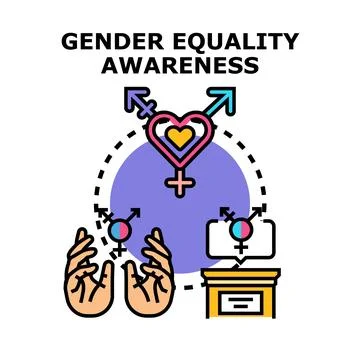 Gender equality awareness concept with equal rights, diversity Stock Illustration