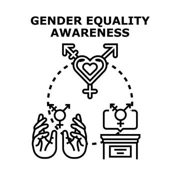 Gender equality awareness concept with equal rights, diversity Stock Illustration