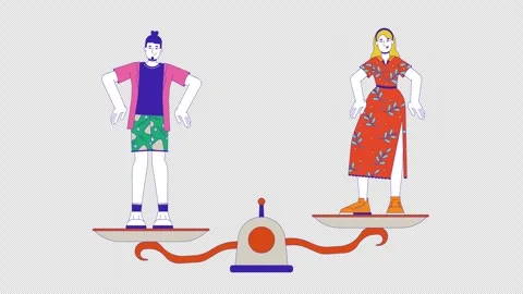 Gender equality balance line 2D animation Stock Footage 300441580