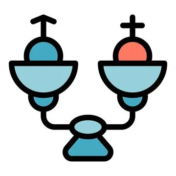 Gender equality balancing on a scale, achieving equal opportunities for all Illustrazione stock