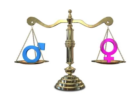 Gender equality balancing scale Stock Illustration