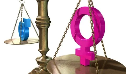 Gender equality balancing scale Stock Illustration