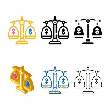 Gender equality color set icon vector sign Stock Illustration