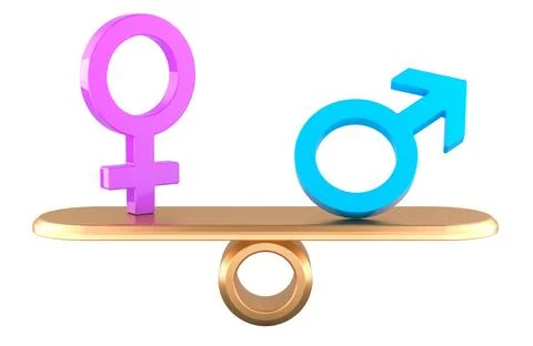 Gender Equality, concept. Equality between men and women. 3D rendering Illustrazione stock
