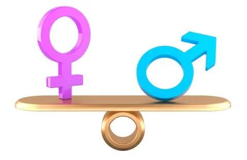 Gender Equality, concept. Equality between men and women. 3D rendering Gen... Stock Photos