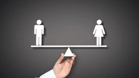 Gender equality concept. Hand holding balance with male and female figures. Stock Footage 61566258