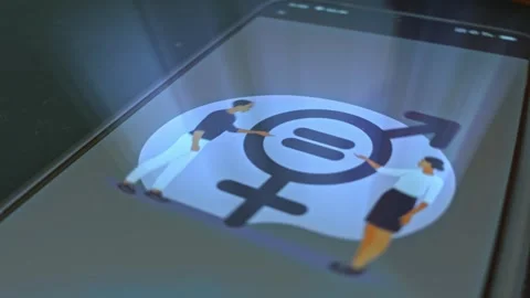 Gender equality concept, men and women are equal, presentation Video stock 304838227