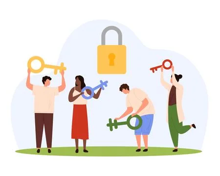 Gender equality, equal opportunity for tiny women and men in job and life choice 스톡 일러스트