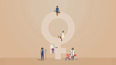 Gender Equality Female Professions Vector - Ready for Animation Illustrazione stock