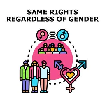 Gender equality movement supporting equal human rights イラスト素材